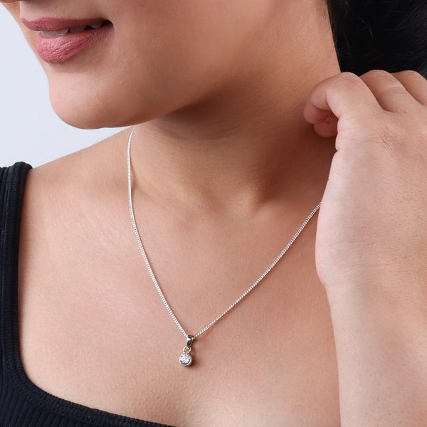 Single CZ  Pendant (Without Chain) | 92.5 Silver