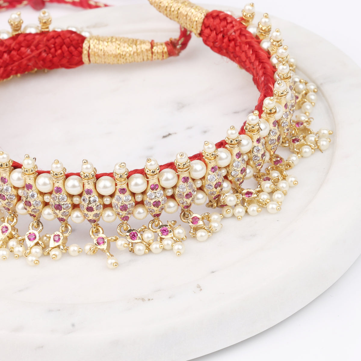 22K Gold Plated Fashion Pearl Chinchpeti