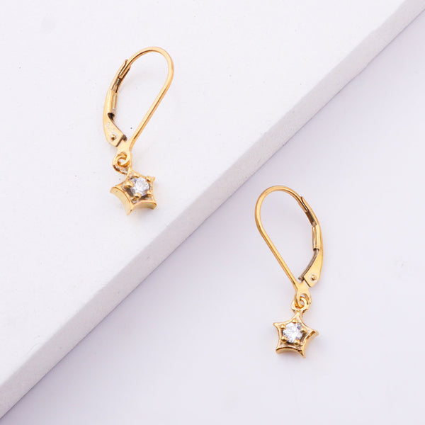 Gold hoop earrings with cubic zirconia star charms