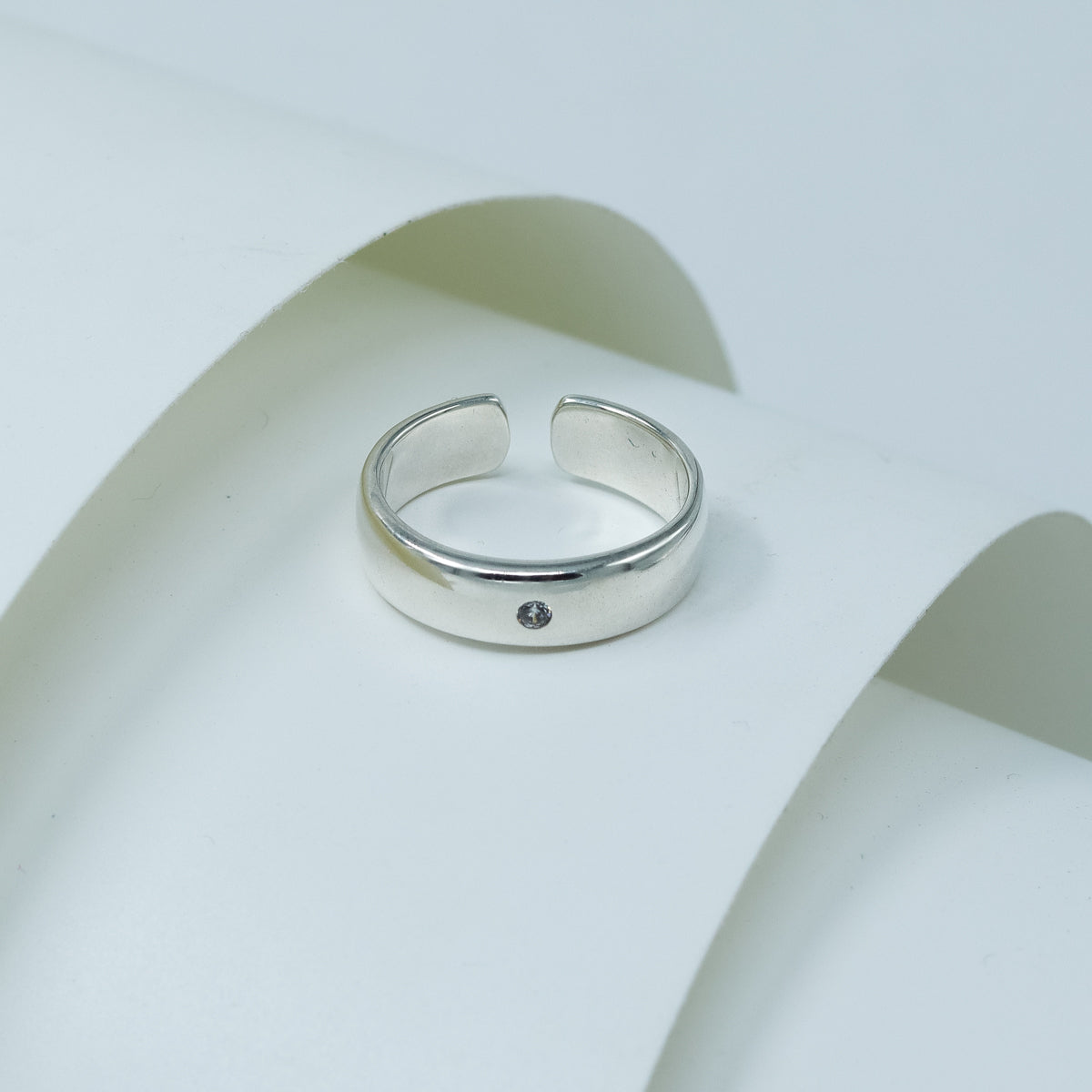 Silver CZ Unisex Band Ring