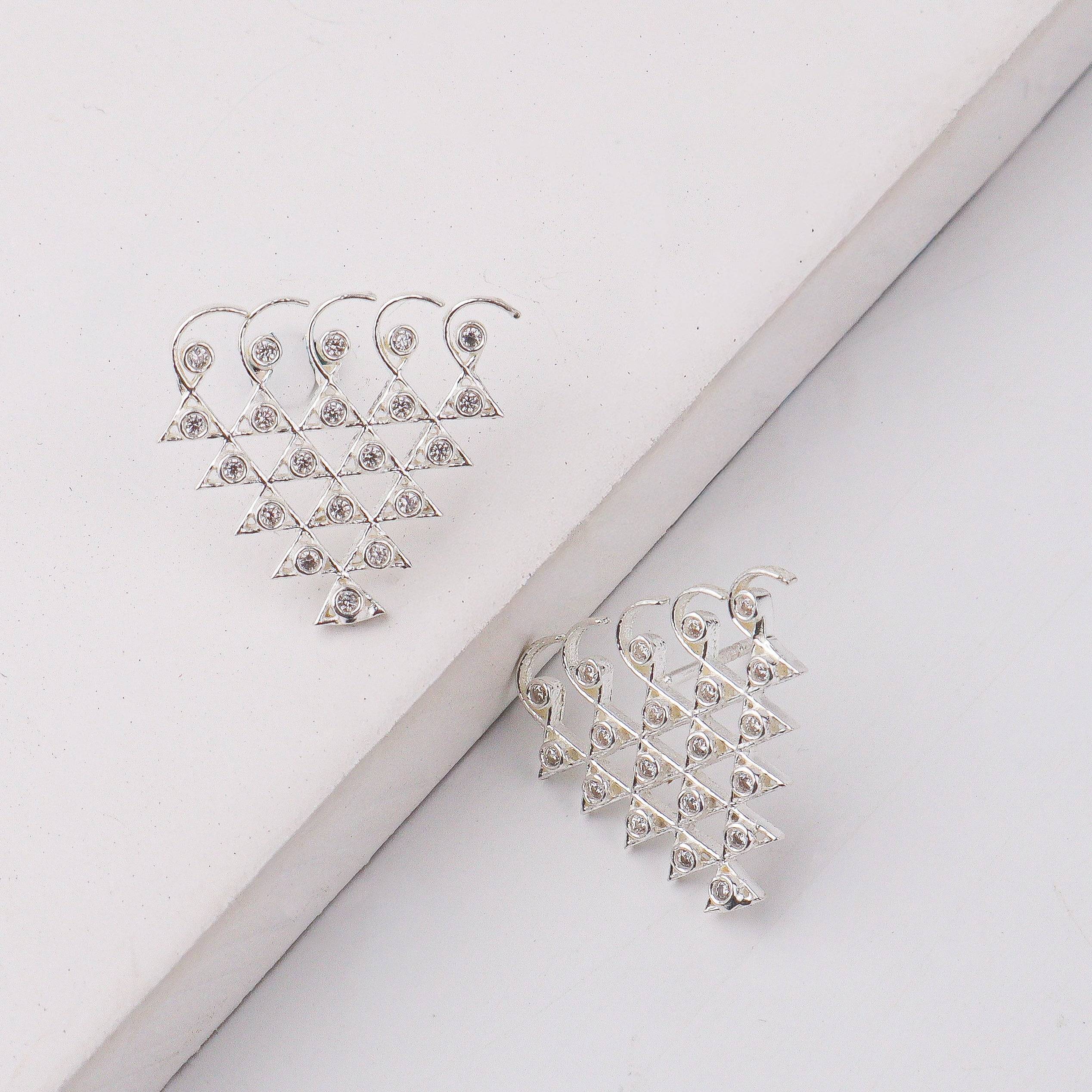Silver CZ Saraswati Earrings
