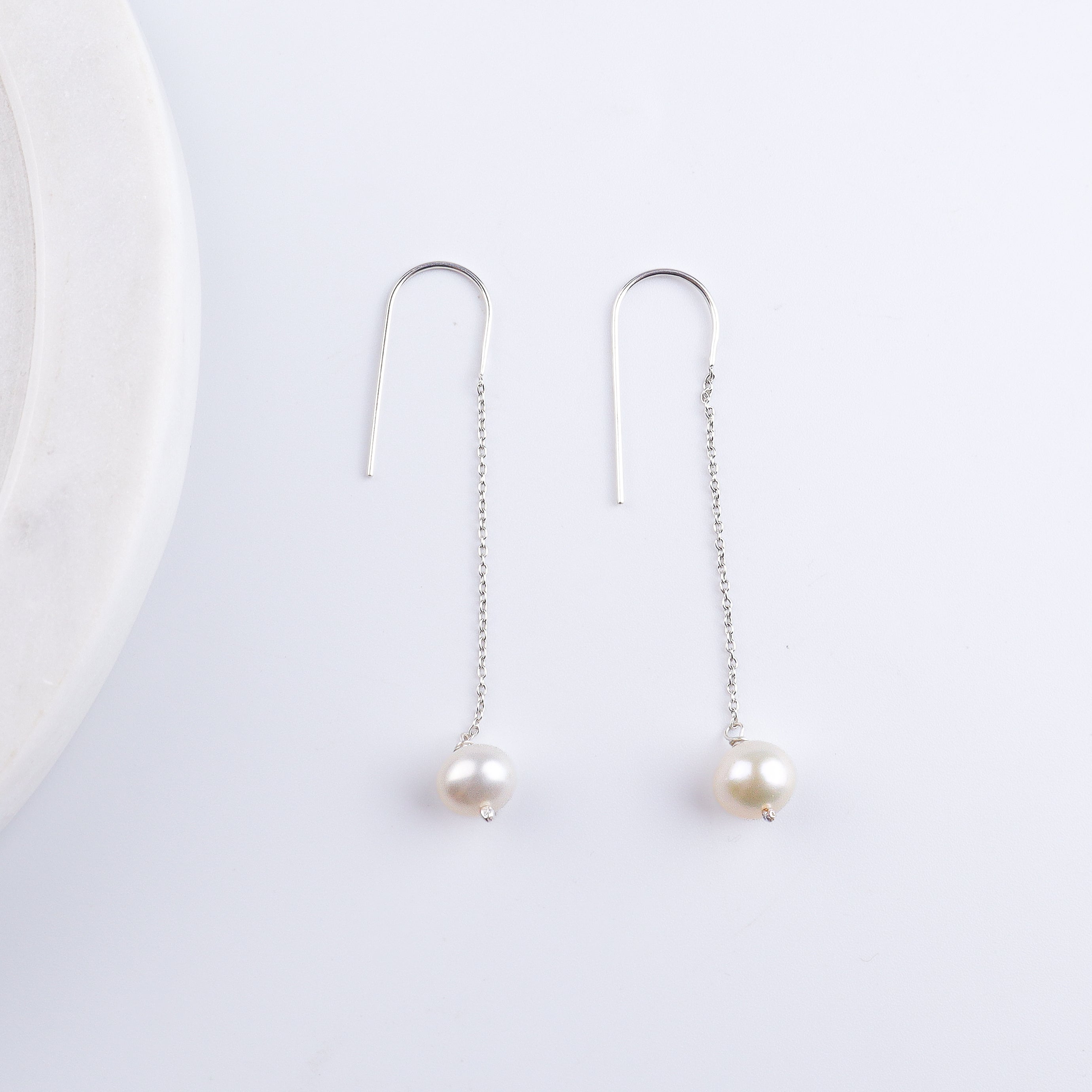 Pearl Dangle Chain Earrings