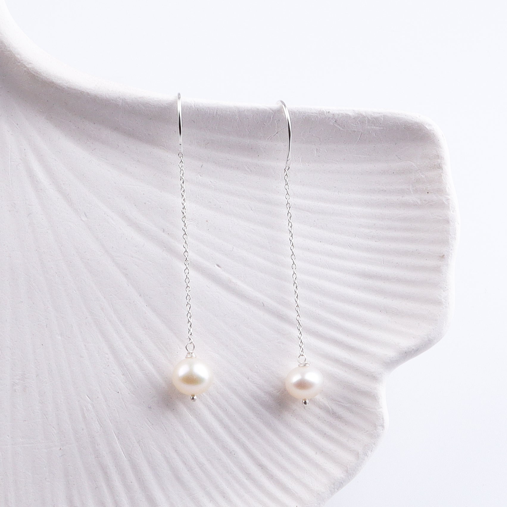 Pearl Dangle Chain Earrings