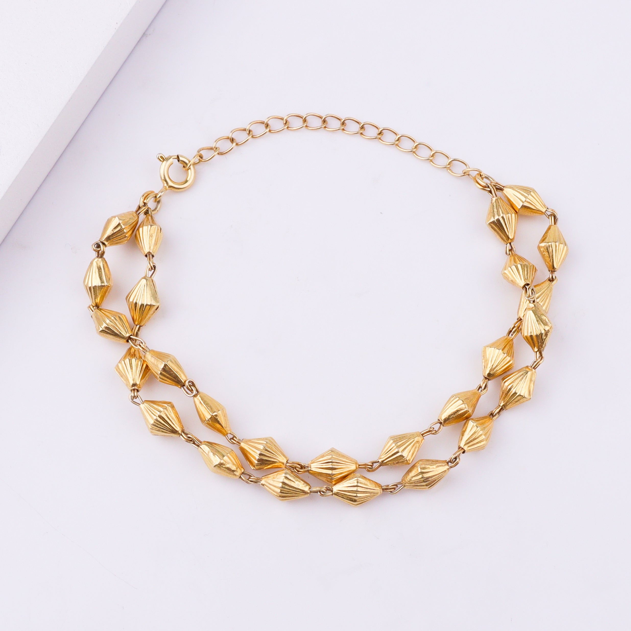 Double Layer Silver Bead Bracelet | 22K Gold-Plated