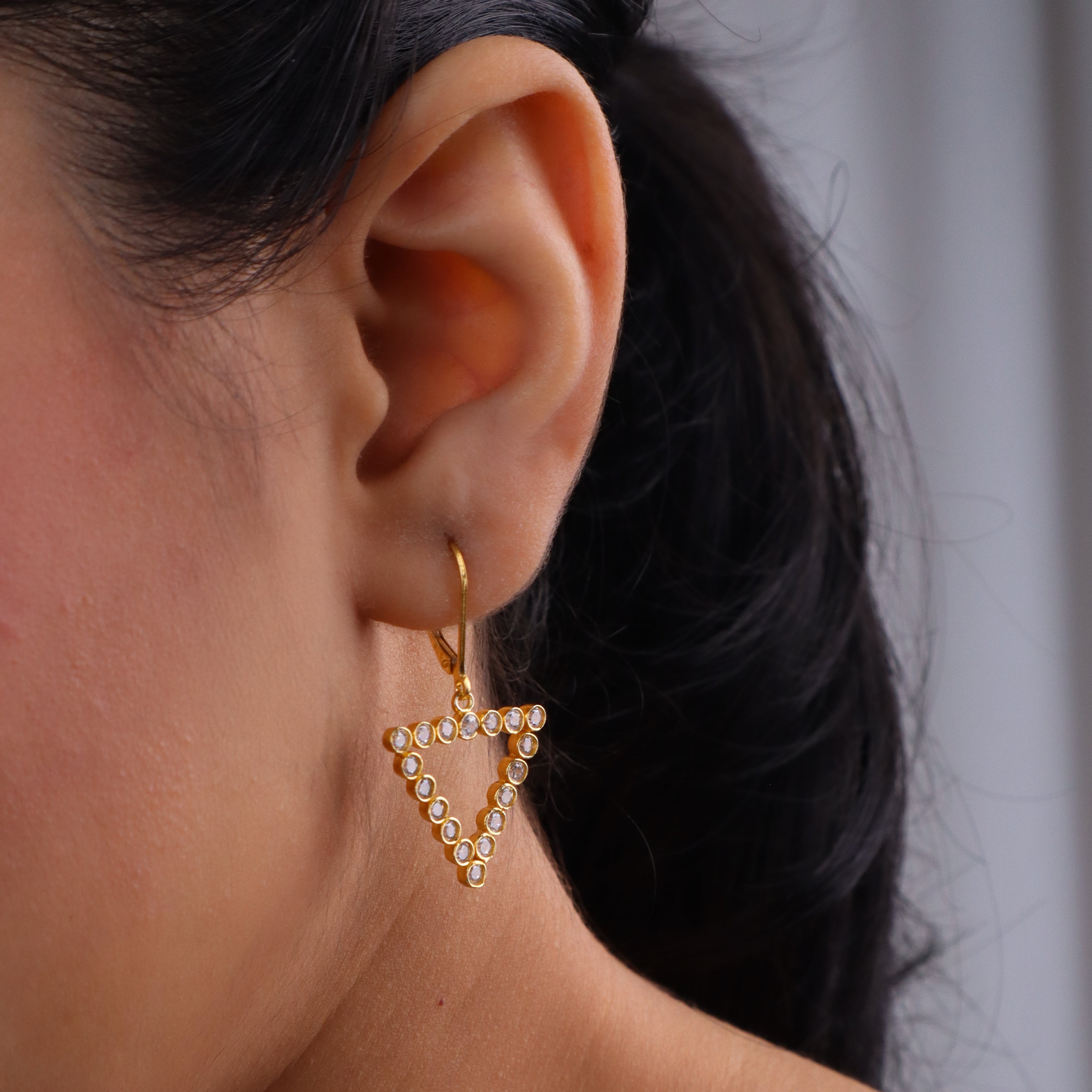 Rectangle Silver Earring | CZ | 92.5 Silver | 22K Gold Plated