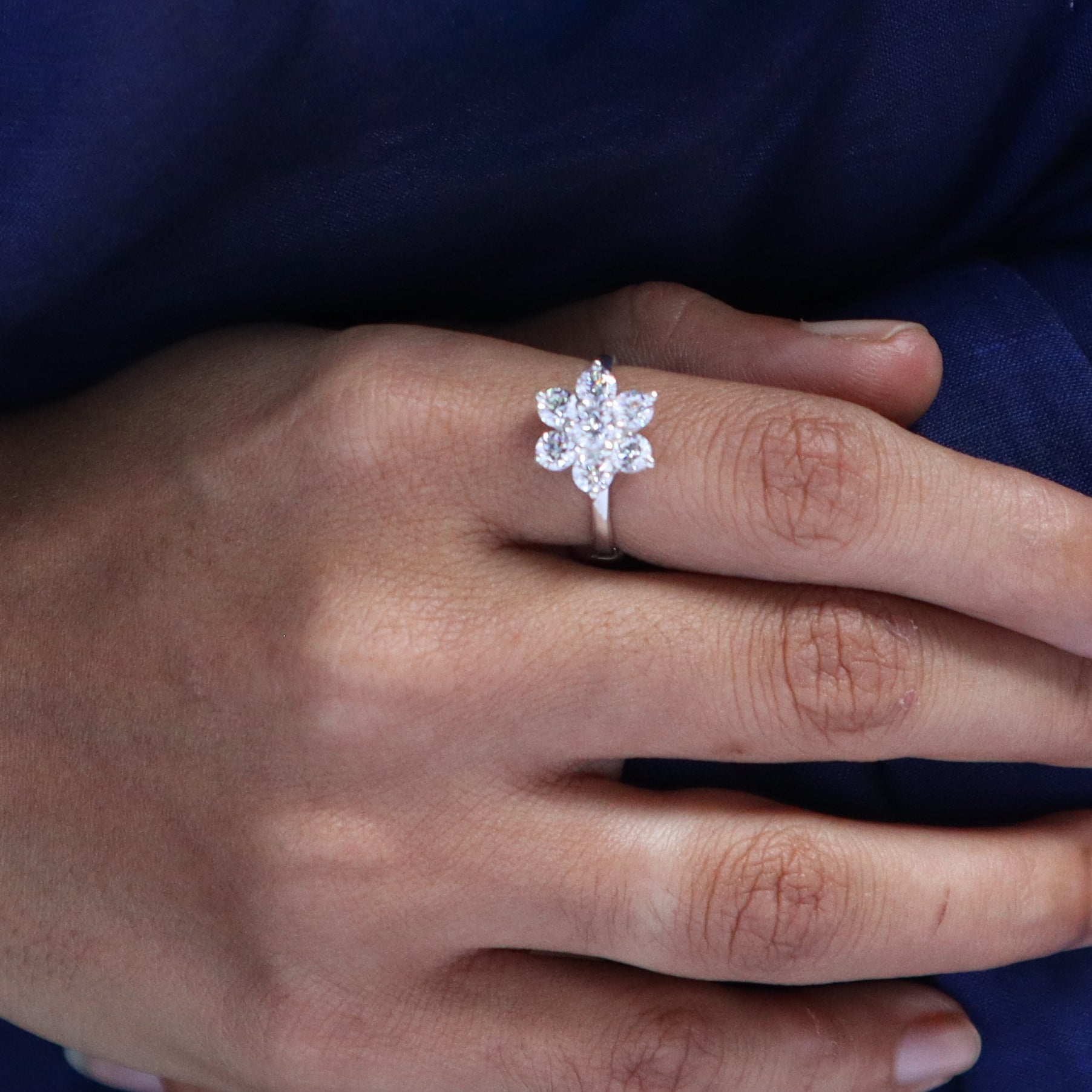 Classic CZ Flower Motif Mangalsutra Set with Ring – Big