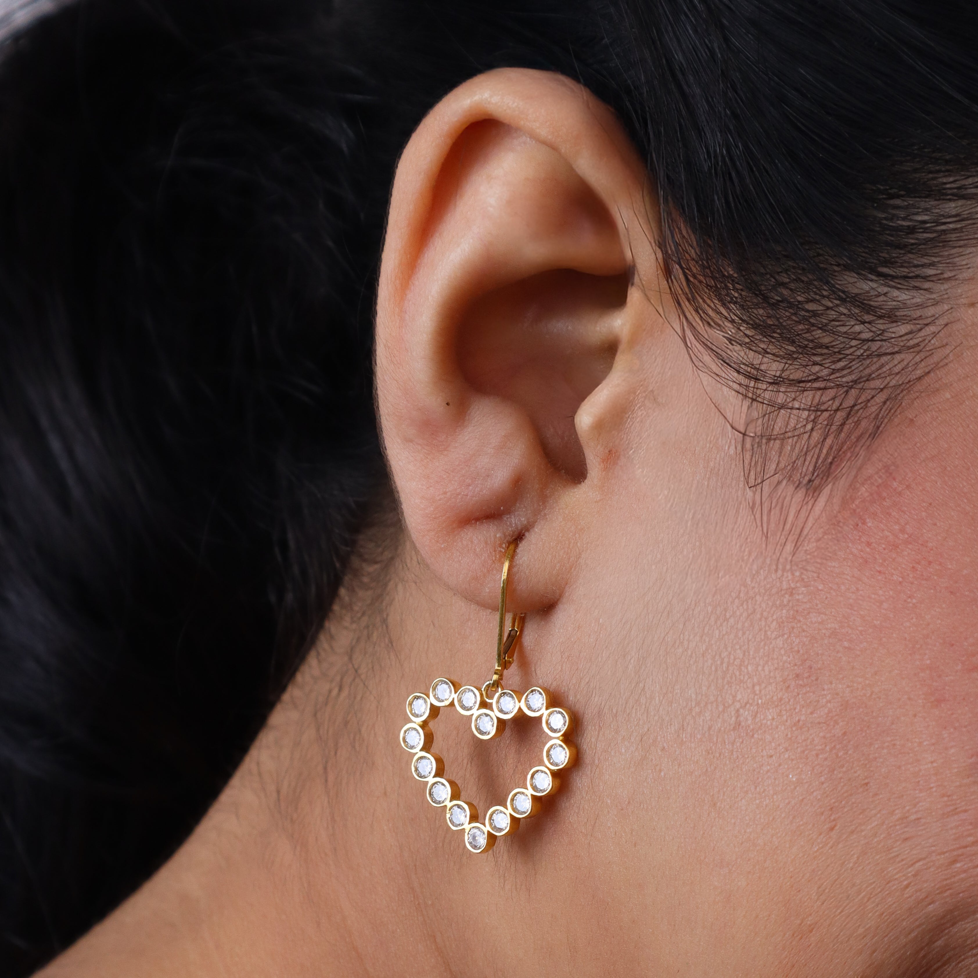 Heart Silver Earring| CZ |  92.5 Silver | 22K Gold Plated