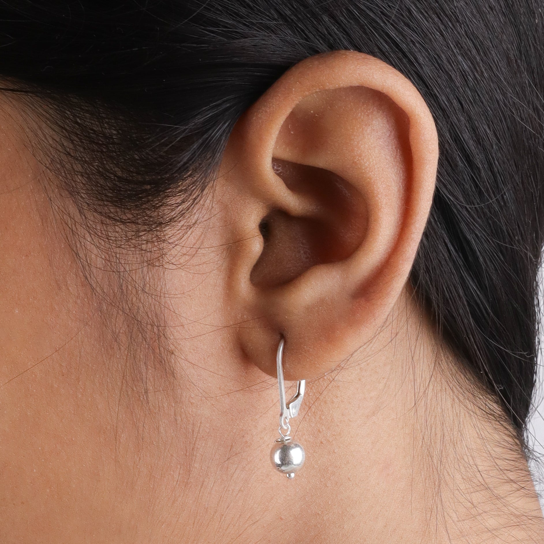Silver Bead Dangle Earrings