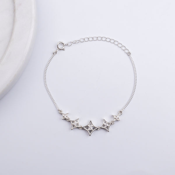 Silver CZ Diamond Shape Bracelet