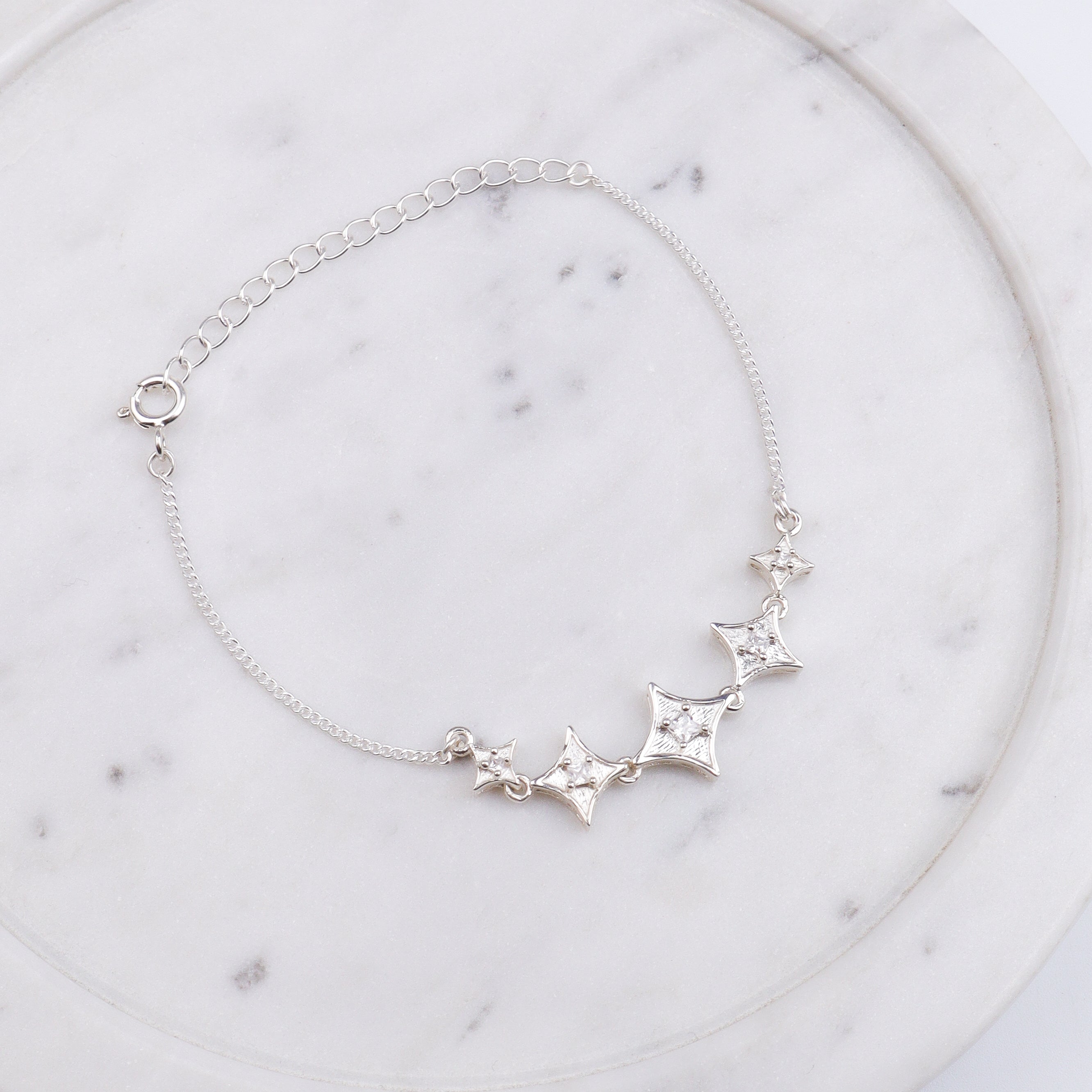 Silver CZ Diamond Shape Bracelet