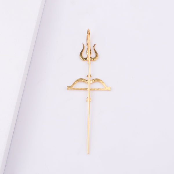 Side view of gold Trishul Earcuff jewelry
