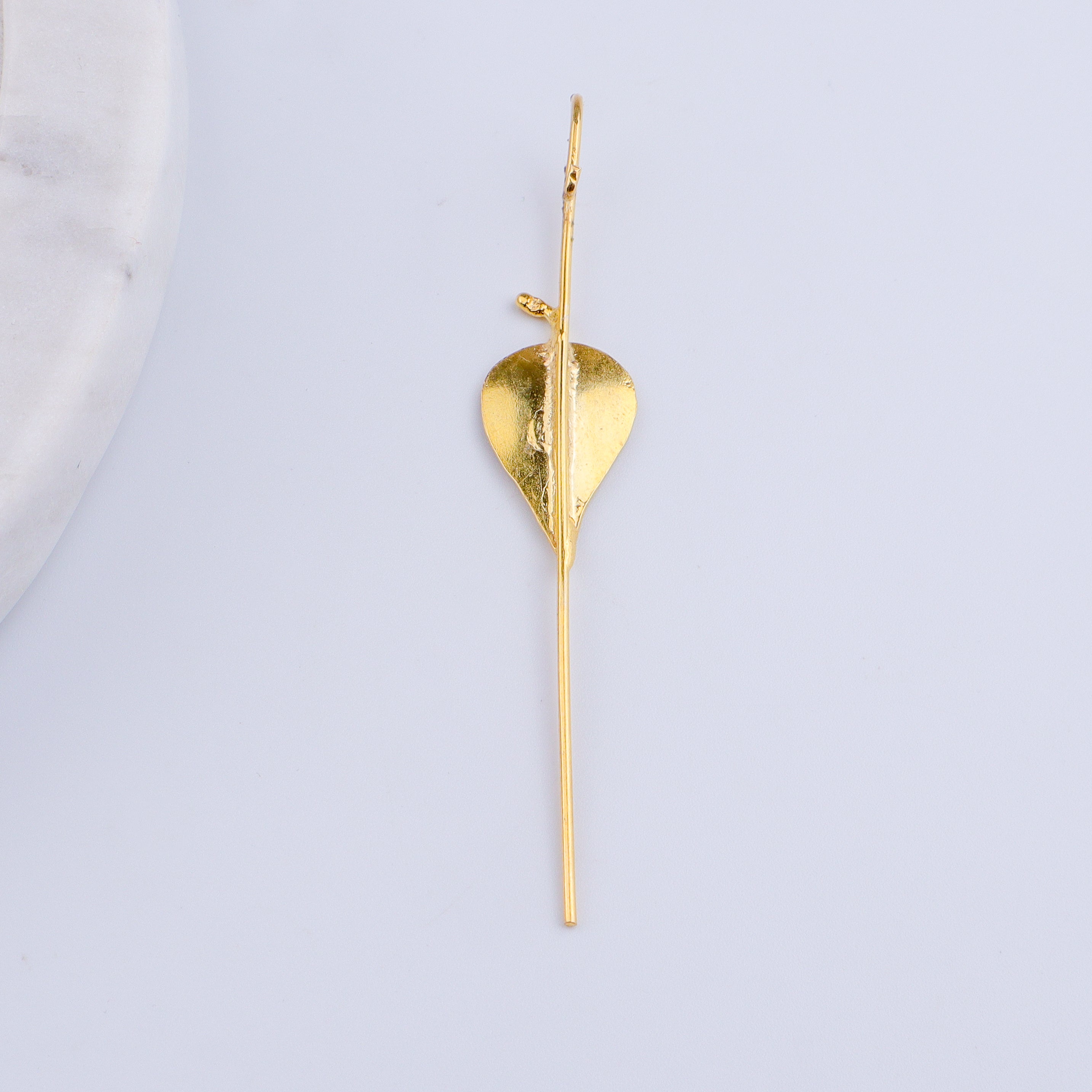 Silver Peepal Motif Single Earcuff | 92.5 Silver | 22K Gold Plated