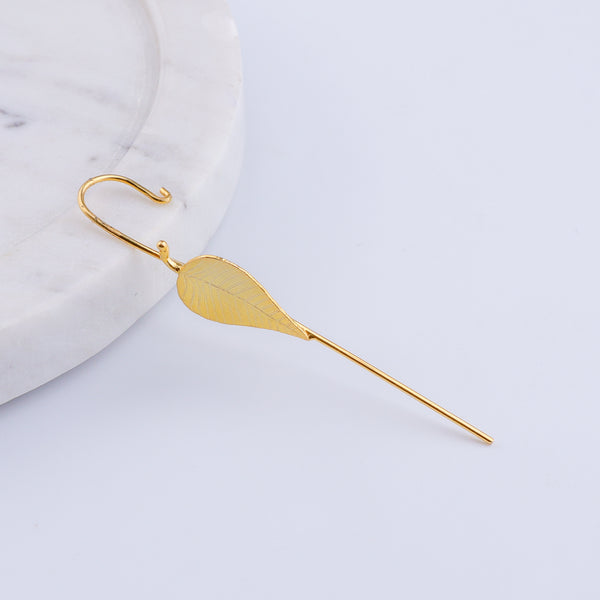 Silver Peepal Motif Single Earcuff | 92.5 Silver | 22K Gold Plated