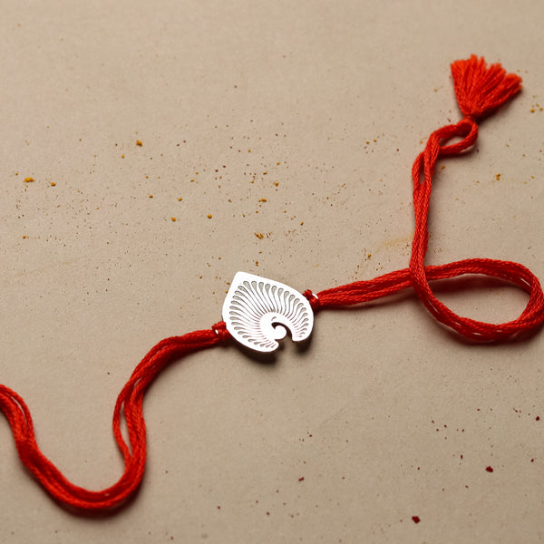 Silver Laser Cut Mayur Rakhi