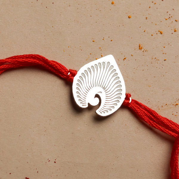 Silver Laser Cut Mayur Rakhi