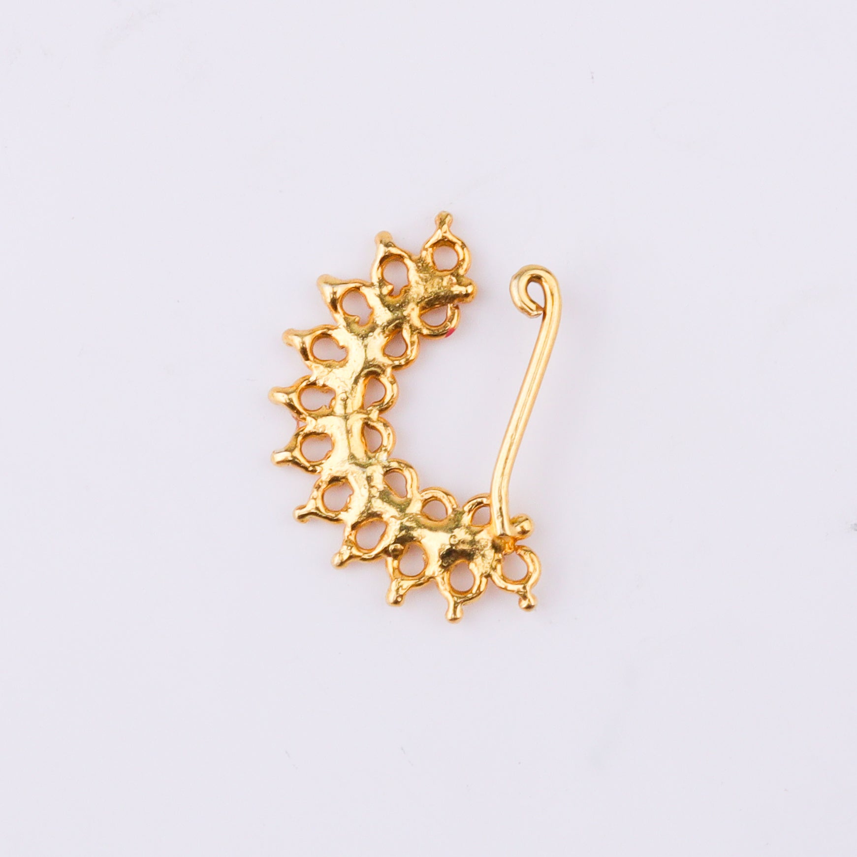 Silver Filigree Nath (Left, Clip-On) | 22K Gold-Plated