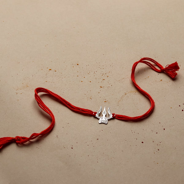 Silver Laser Cut Trishul Rakhi