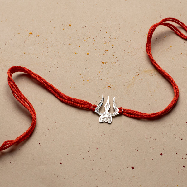 Silver Laser Cut Trishul Rakhi