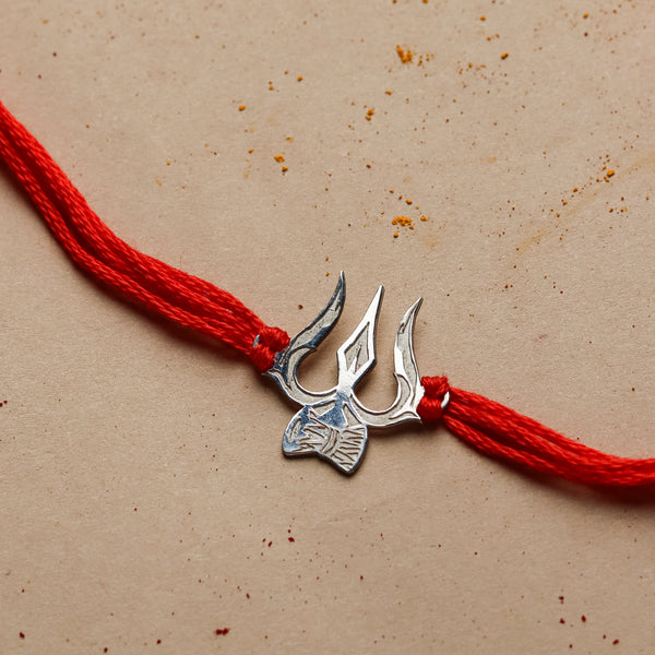 Silver Laser Cut Trishul Rakhi