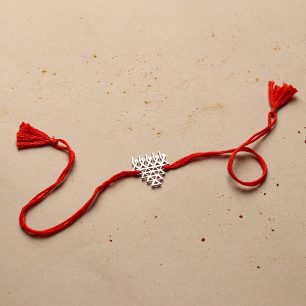 Silver Laser Cut Saraswati Rakhi