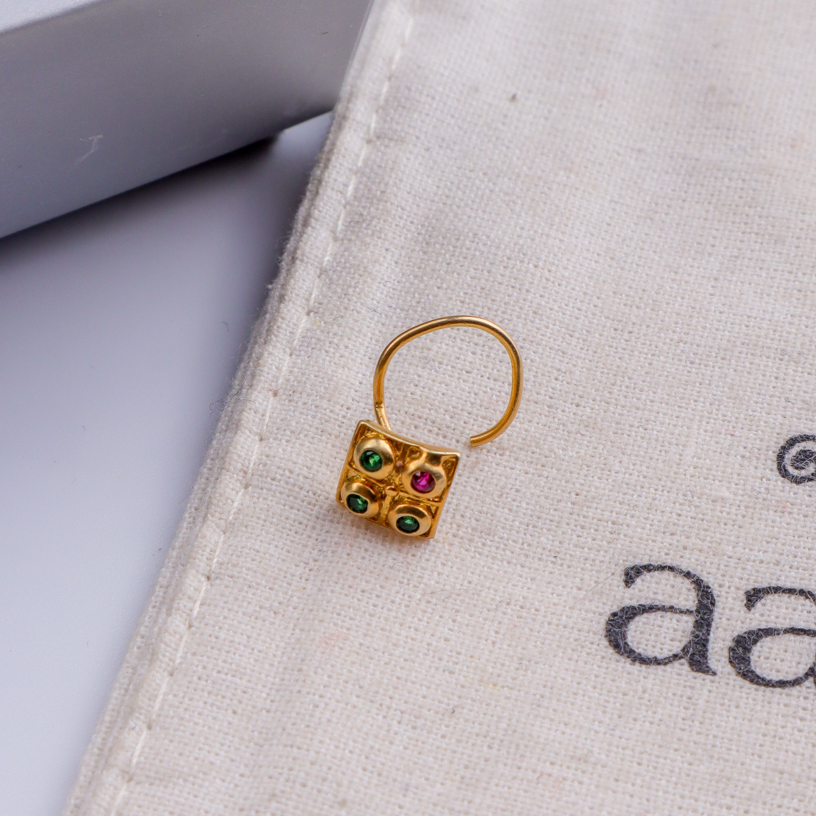 Silver Nakshatra Nose pin (Pierced, Gold Plated)