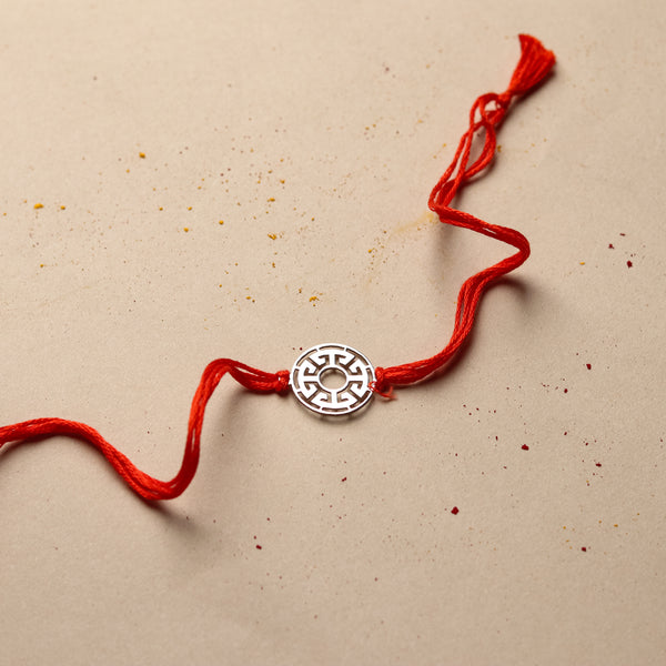 Silver Laser Cut Abstract Filigree Rakhi