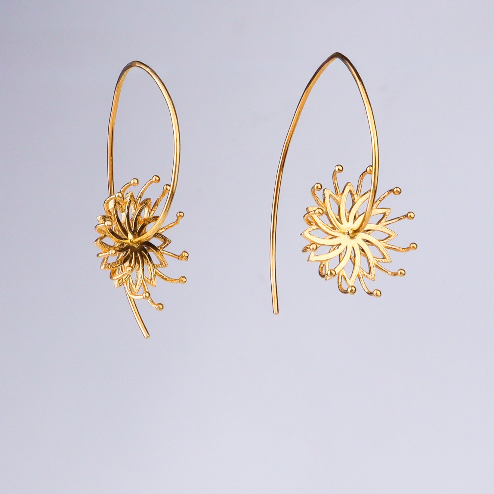Brahma Kamal Flower Earrings | 22K Gold-Plated
