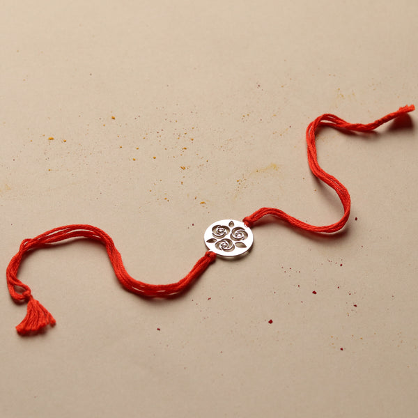 Silver Laser Cut Rose Bunch Rakhi