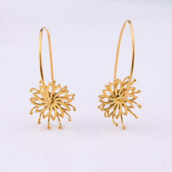Brahma Kamal Flower Earrings | 22K Gold-Plated