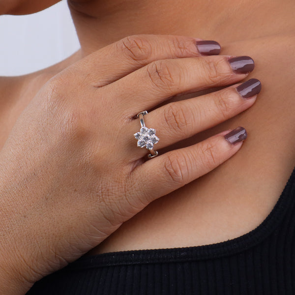 Flower Ring Big | CZ | 92.5 Silver