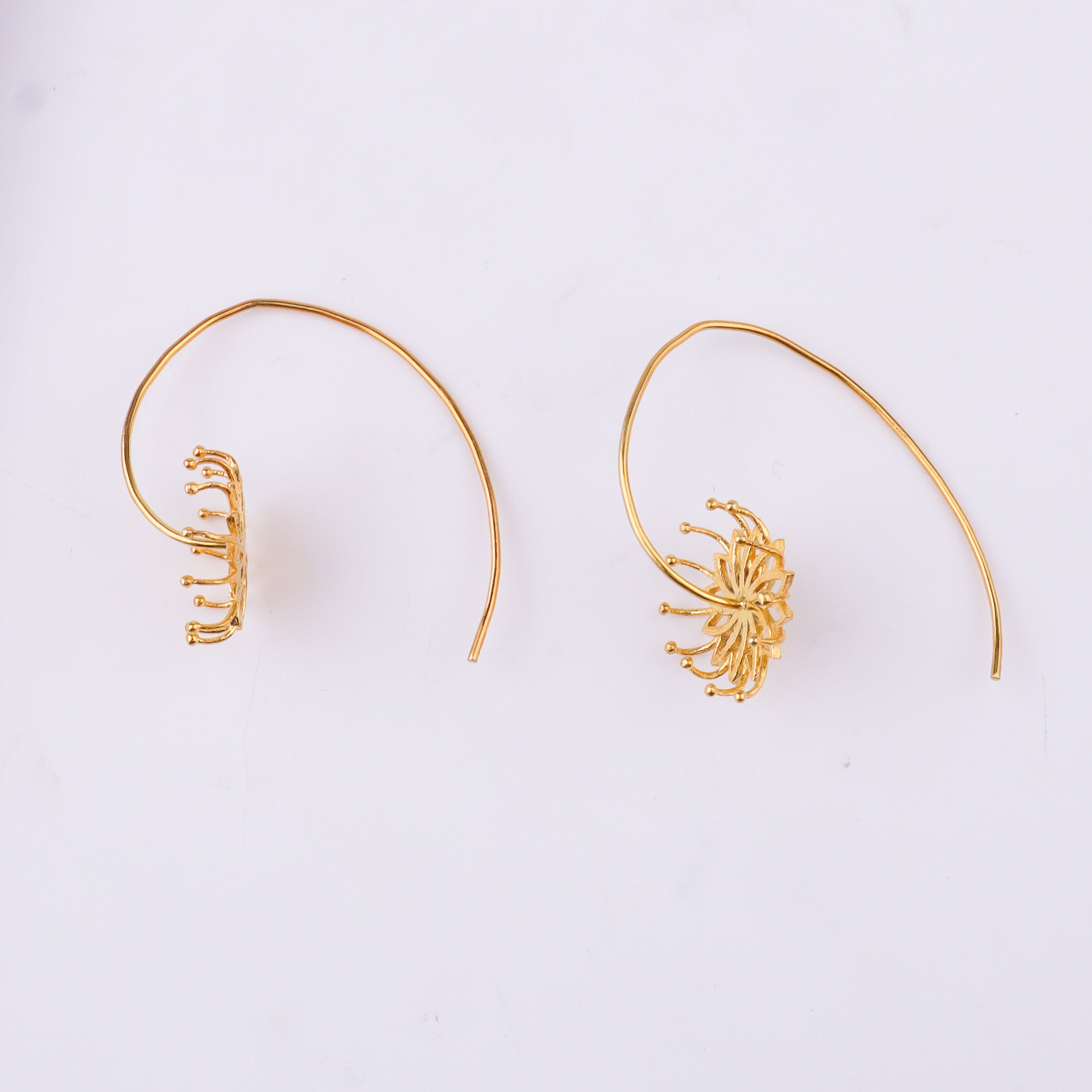 Brahma Kamal Flower Earrings | 22K Gold-Plated