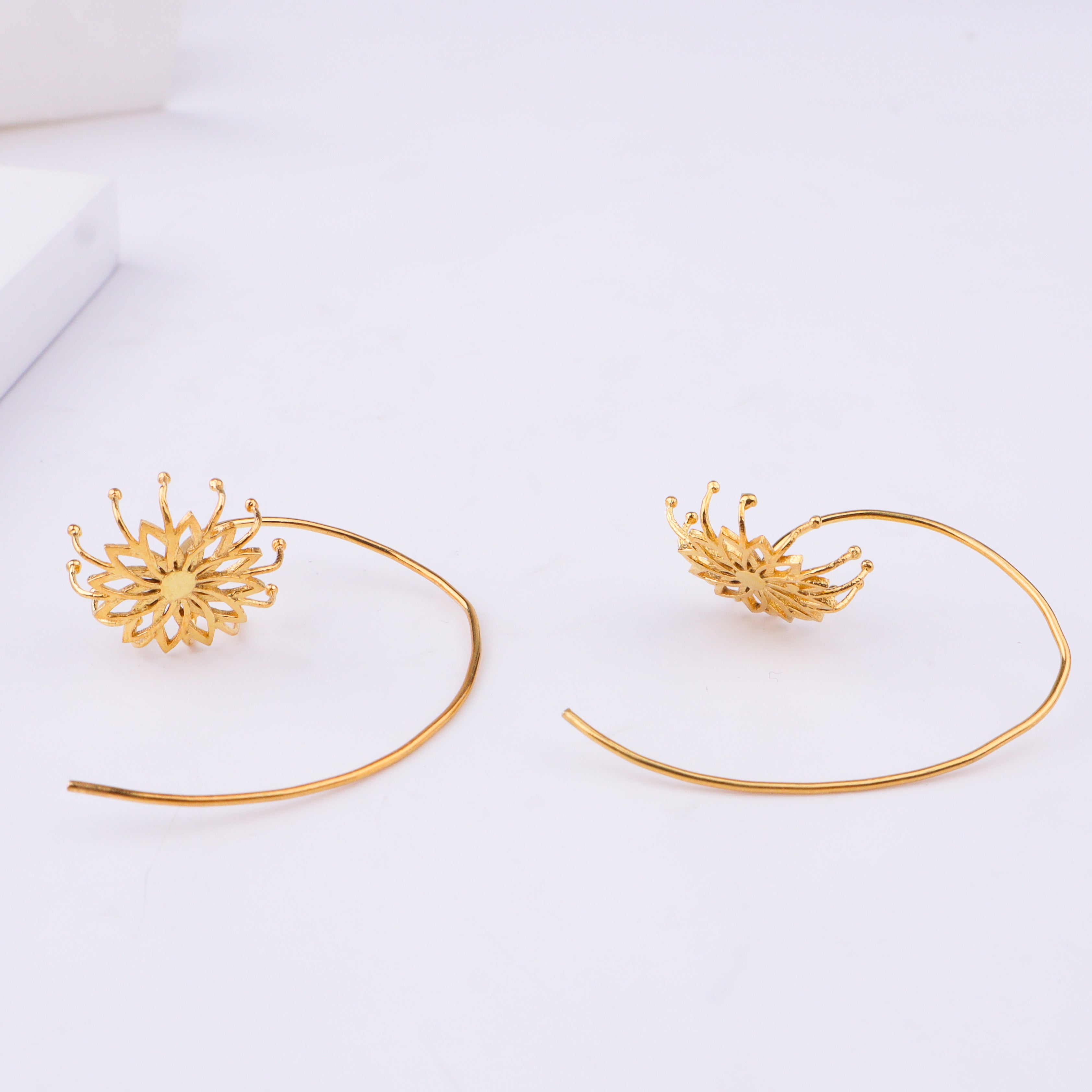 Brahma Kamal Flower Earrings | 22K Gold-Plated