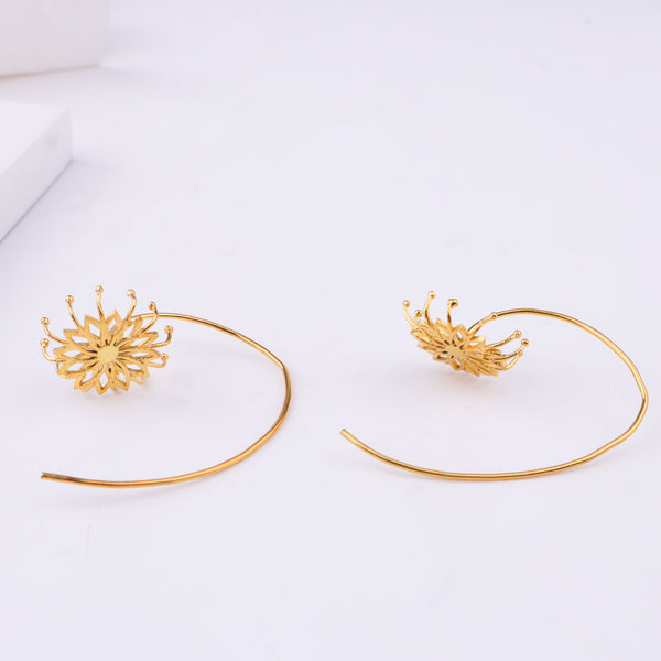 Brahma Kamal Flower Earrings | 22K Gold-Plated