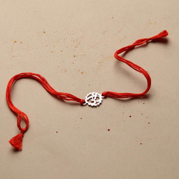 Silver Laser Cut Om Rakhi (mini)
