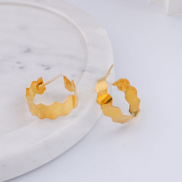 Natasha- Fold Earrings |  92.5 Silver | 22K Gold Plated