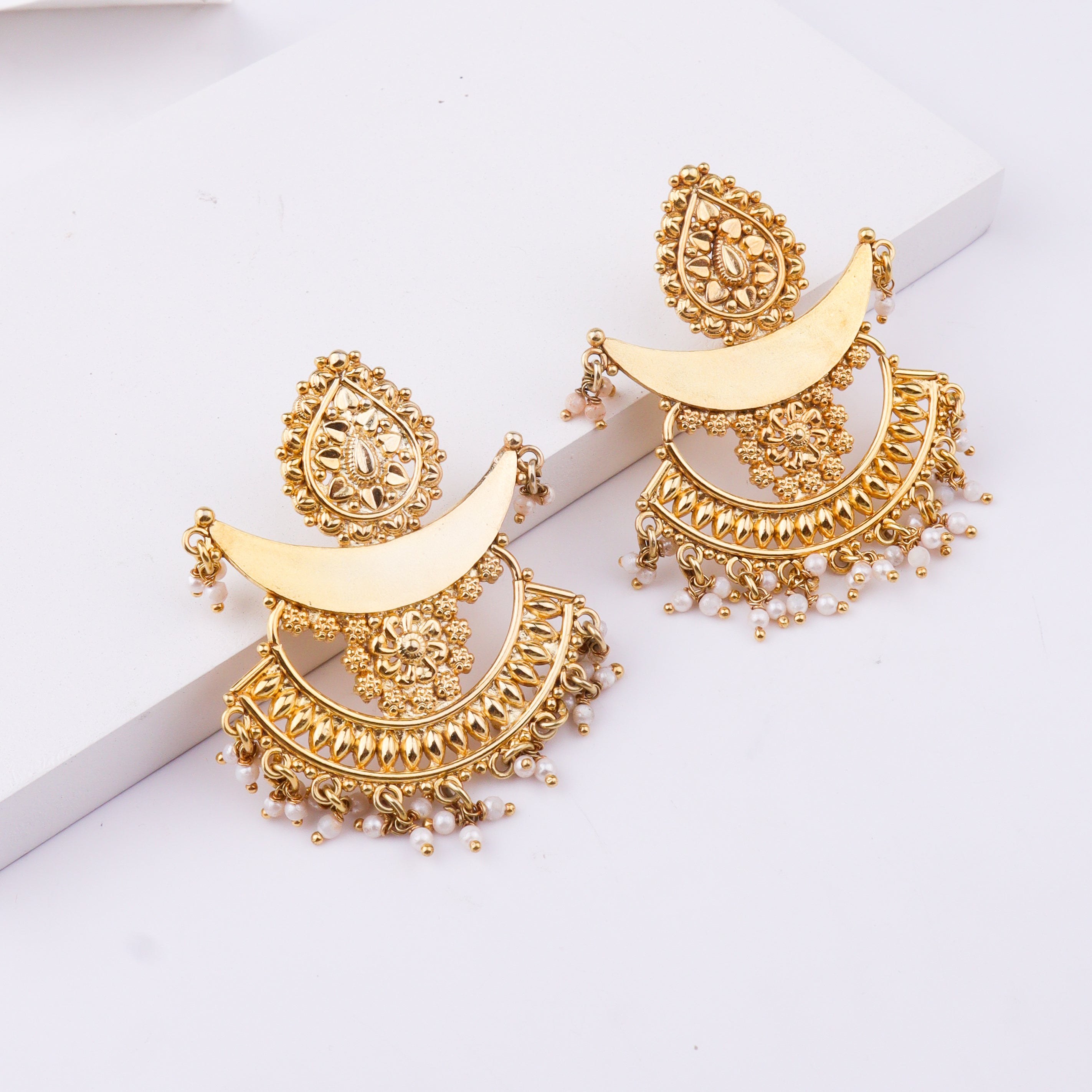 Chandbali (Mahnoor) Earrings | 22K Gold-Plated