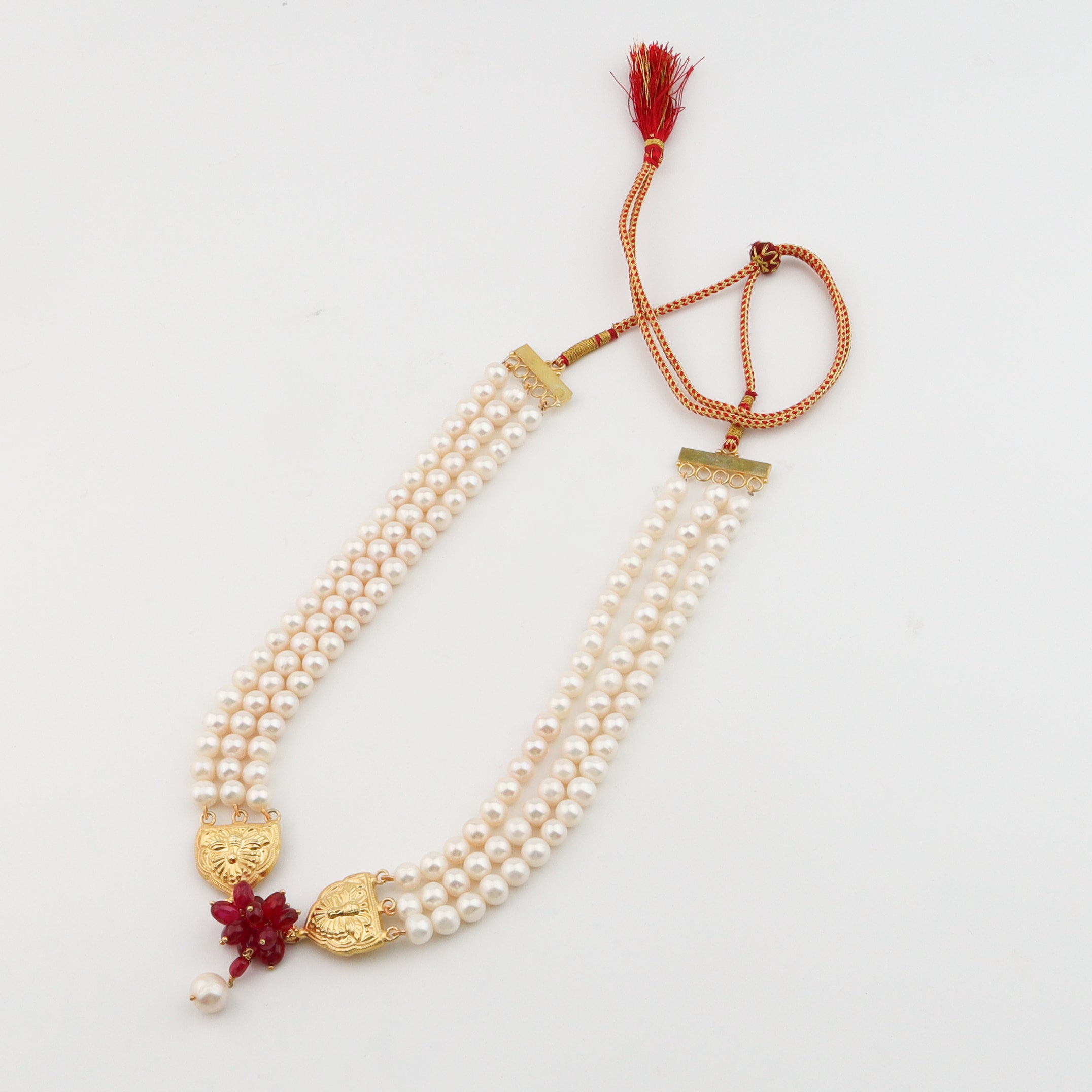 Luxe Necklace - Fresh water Pearls and Ruby