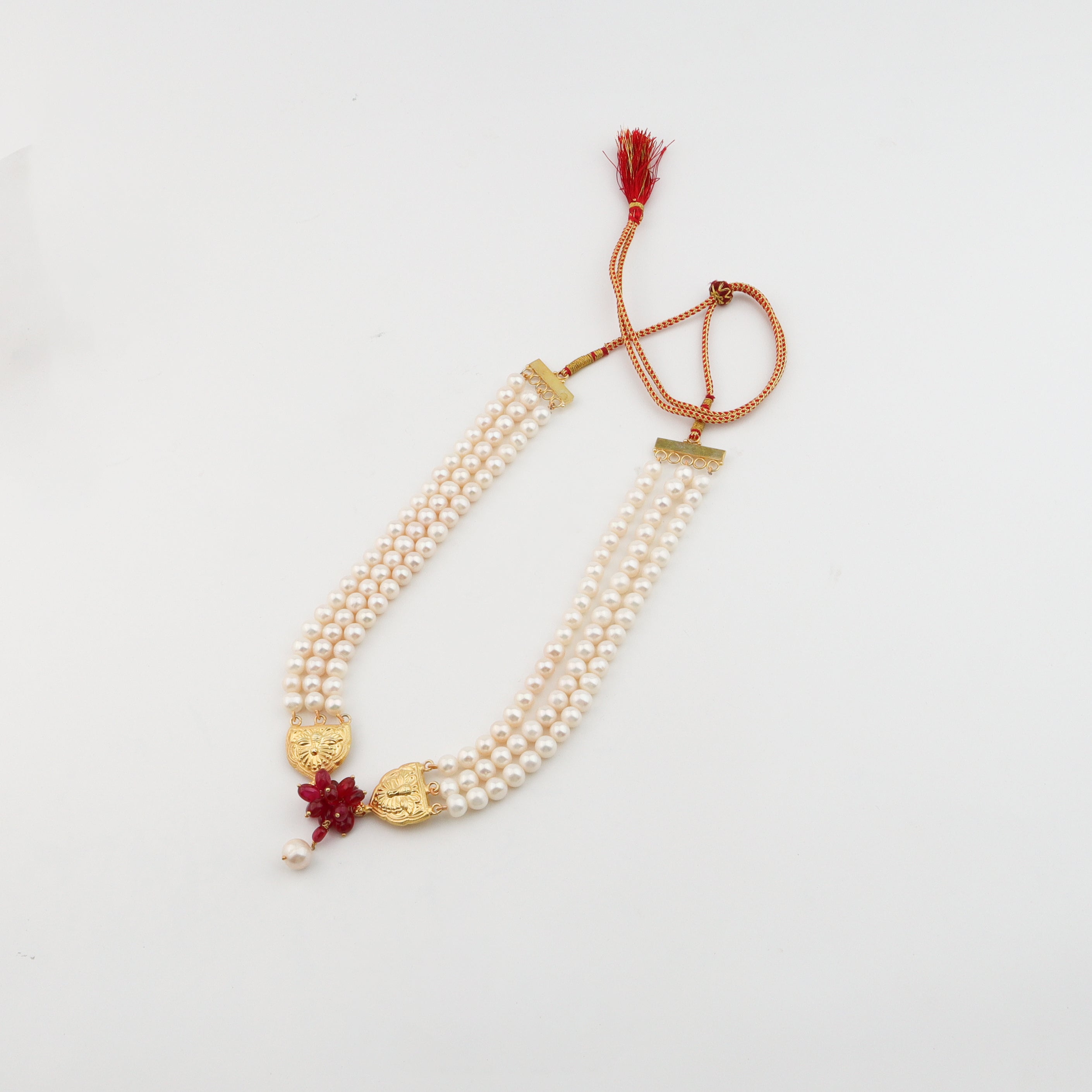 Luxe Necklace - Fresh water Pearls and Ruby