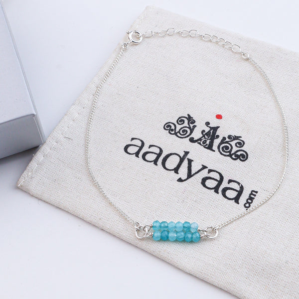 Blue Jade Bridge Silver Anklet (Project Handmade)