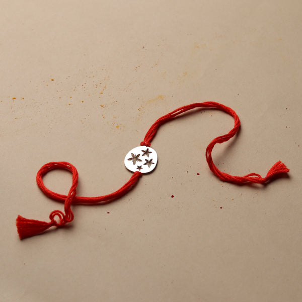 Silver Laser Cut Floral Rakhi