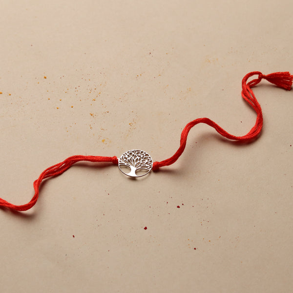 Silver Laser Cut Kalpavriksha Rakhi