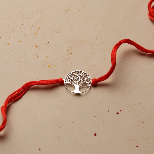 Silver Laser Cut Kalpavriksha Rakhi