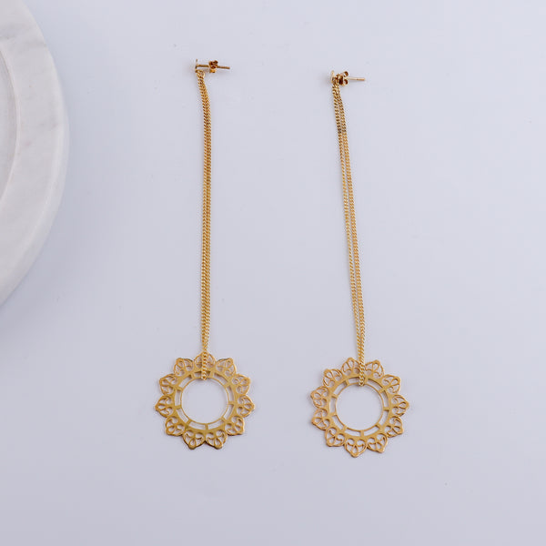 Silver Rose Bud Filigree Dangler Earring |  92.5 Silver | 22K Gold Plated