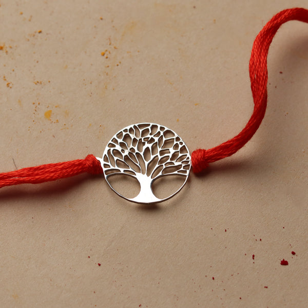 Silver Laser Cut Kalpavriksha Rakhi
