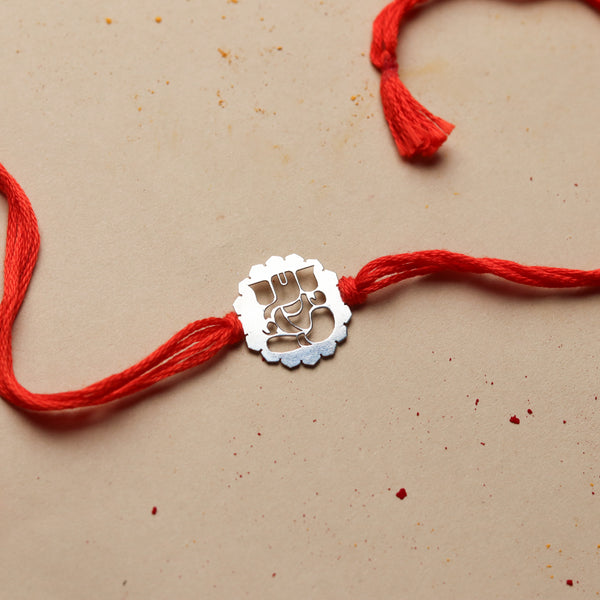 Silver Laser Cut Ganpati Rakhi