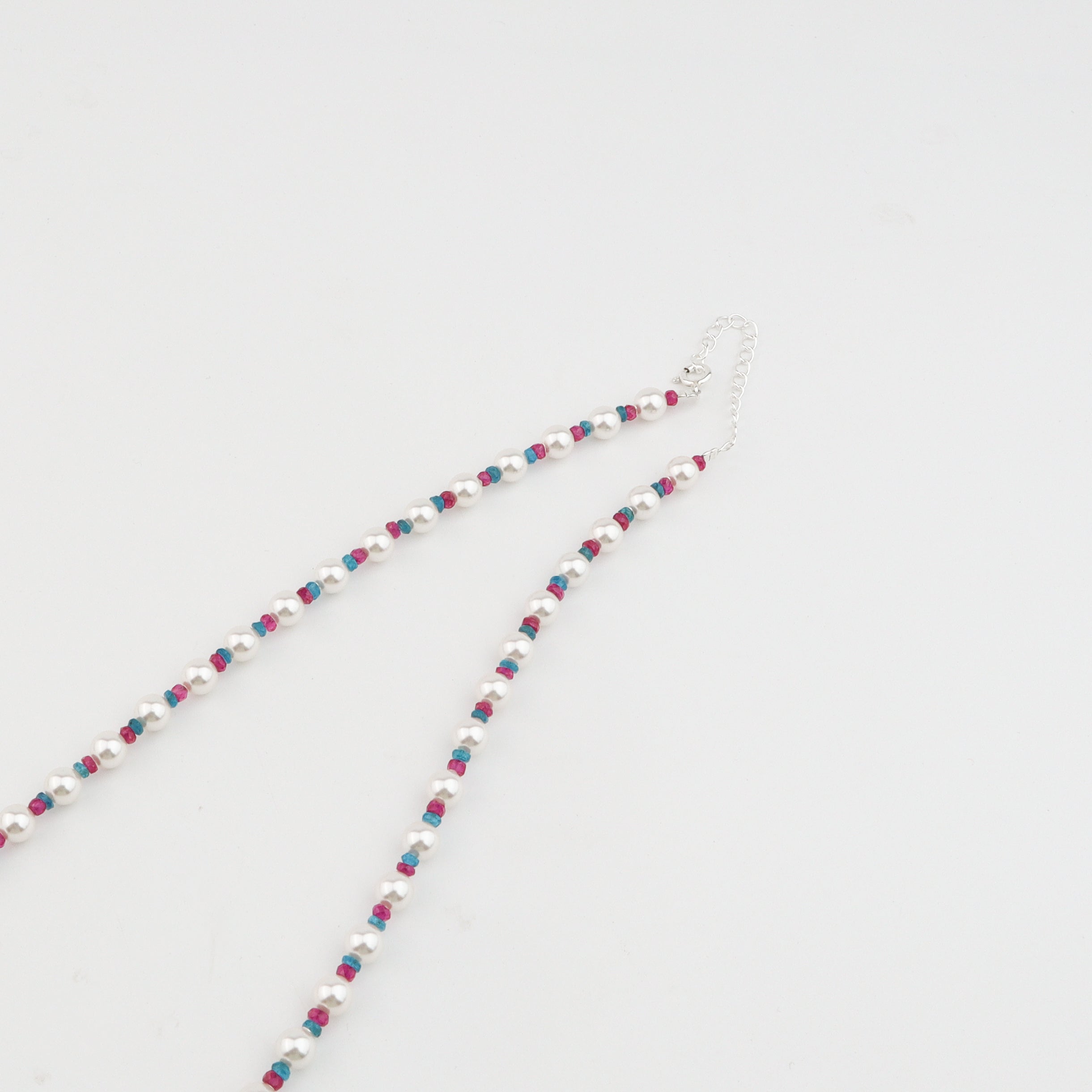 Silver Soorajmukhi Pendant Necklace with Pearls and Semiprecious Stones