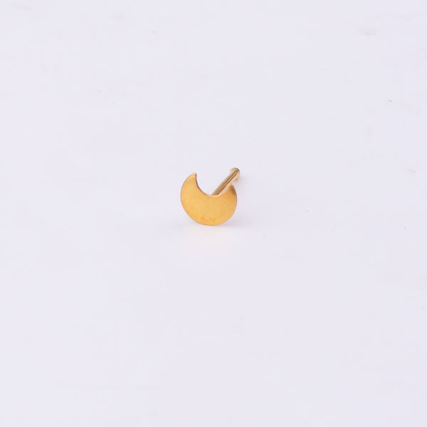 Silver Tiny Chandrakor Nose Pin – Pierced | 22K Gold-Plated