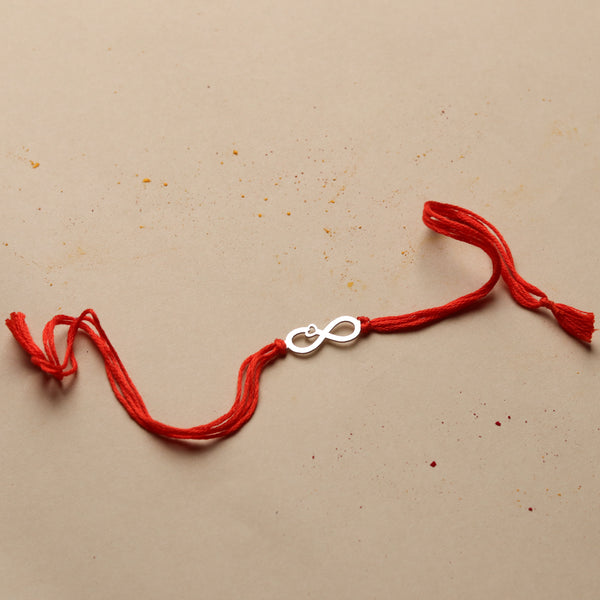 Silver Laser Cut Infinity Heart Rakhi