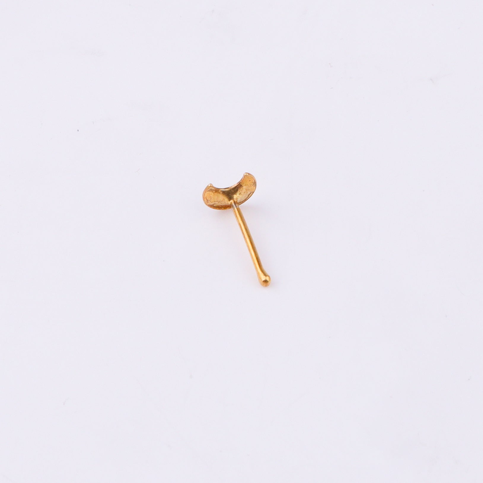 Silver Tiny Chandrakor Nose Pin – Pierced | 22K Gold-Plated