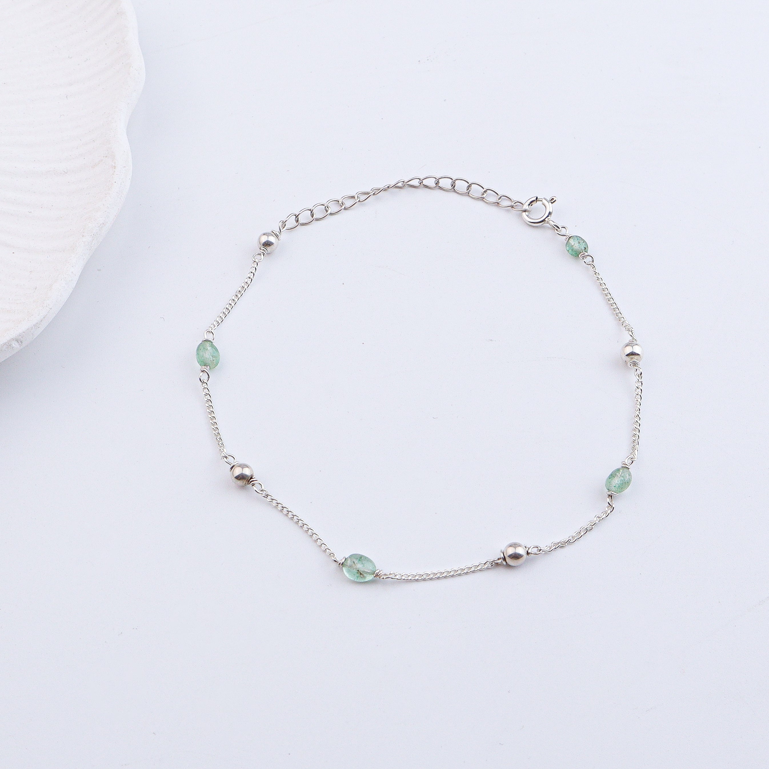 Russian Quartz & Silver Bead Anklet (Project Handmade)
